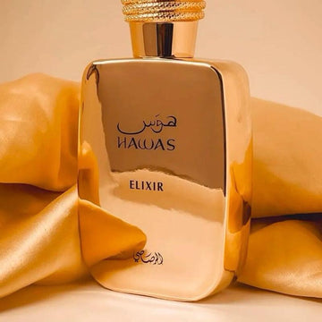 Rasasi Hawas Elixir Eau De Parfum 100ml - Premium Fragrance in Elegant Gold Bottle & Snakeskin Design Box